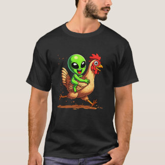 Rolig Alien Kyckling Tupp Djurälskare Pojkar Flick T Shirt