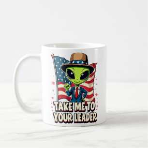 Rolig Alien Ta Mig Till Er Ledare USA Patriotisk Kaffemugg