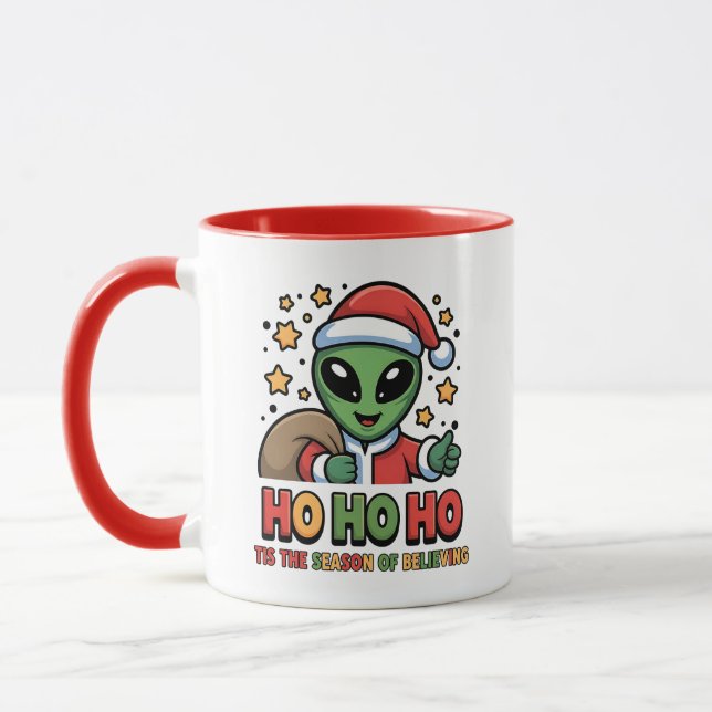 Rolig Alien Tomte  Mugg (Vänster)
