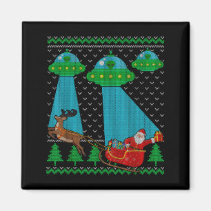 Rolig Alien Ufo Tomte Släd Fula Jul Sweate Magnet