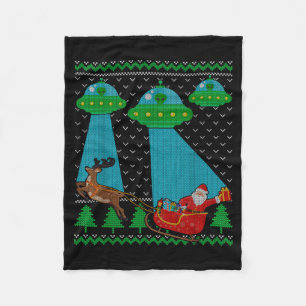 Rolig Alien Ufo Tomte Släd Fula Jul Sweatshirt Fleecefilt