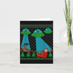 Rolig Alien Ufo Tomte Släd Ugly Jul Tröja Kort