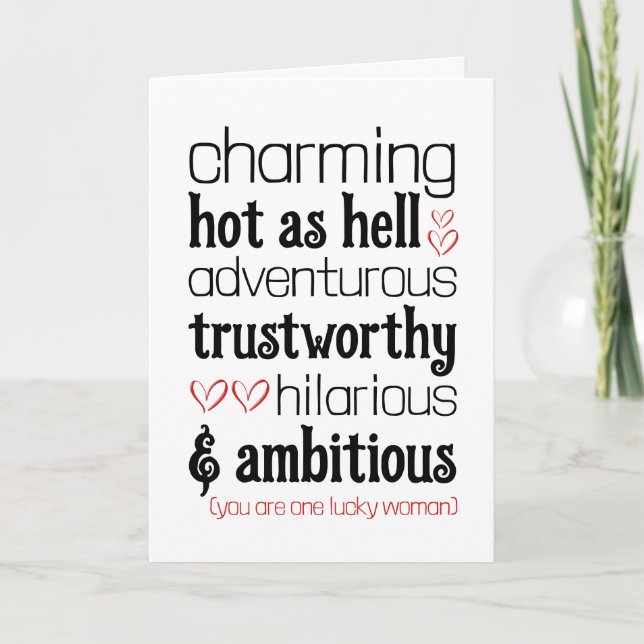 Rolig Alla Hjärtans Dag kärlekskort för henne Tack Kort (Framsida)