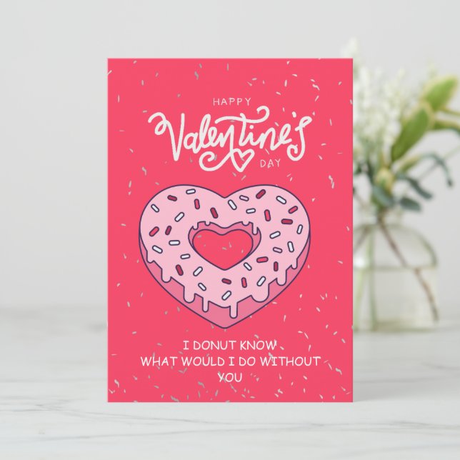 Rolig Alla hjärtans dag-kort Donut-årsdagskort Julkort (Stående Fram)