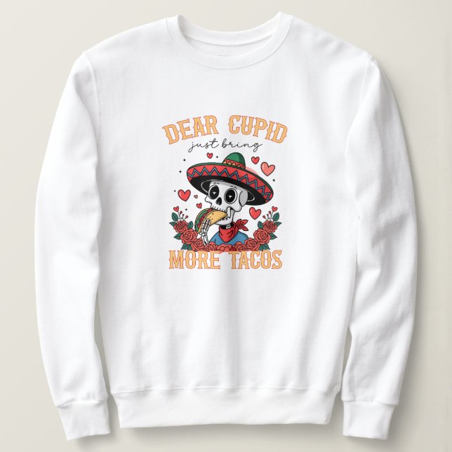 Rolig Alla hjärtans dag Tacobenvit T Shirt (Design framsida)