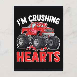 Rolig Alla Hjärtans Dags Monstertruck som Krossar Helg Vykort