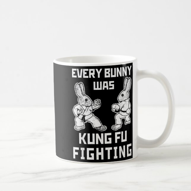 Rolig Alla Kaniner Var Kung Fu Fighting Påsk Kaffemugg (Höger)
