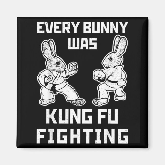 Rolig Alla Kaniner Var Kung Fu Fighting Påsk Magnet (Framsidan)