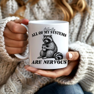 Rolig Alla System Är Nervösa Tvättbjörn Kaffemugg
