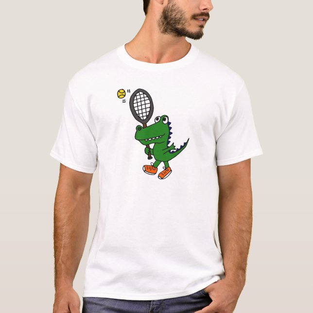 Rolig alligator för AL som leker tennis T Shirt (Framsida)