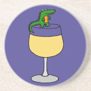 Rolig alligator på vinexponeringsglas underlägg