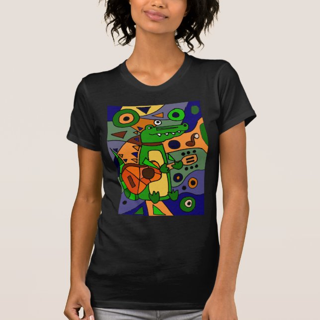 Rolig alligator som leker gitarroriginalmodern tee (Framsida)