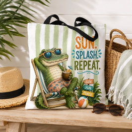 Rolig Alligator Strandväska Tote Tygkasse