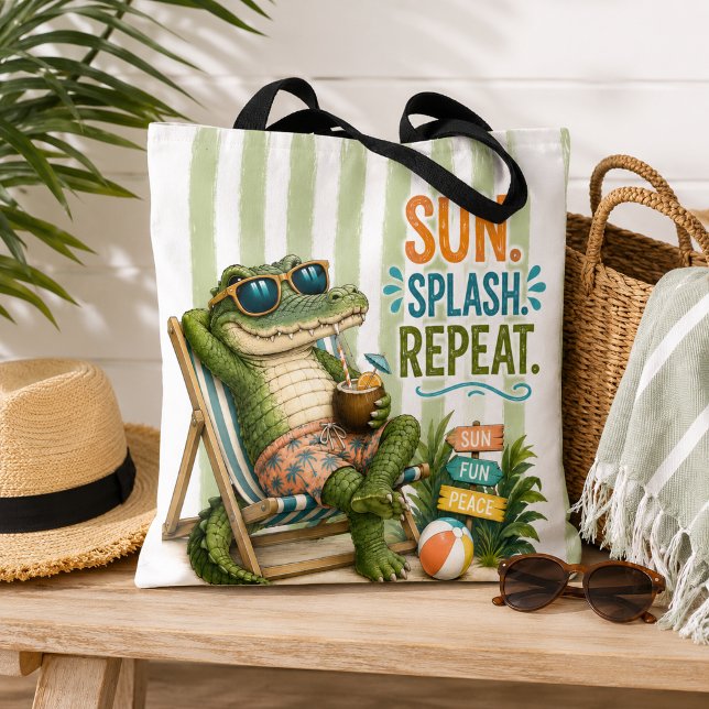Rolig Alligator Strandväska Tote Tygkasse (Skapare uppladdad)