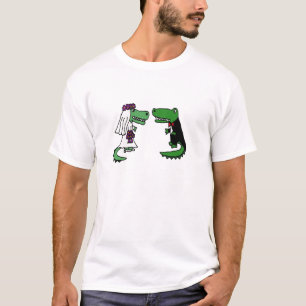 Rolig alligatorbrud och brudgumtecknad t shirt
