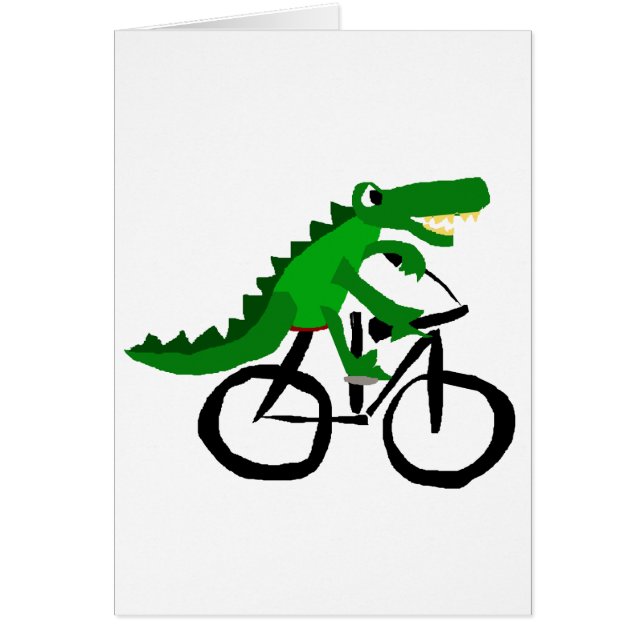 Rolig alligatorridningcykel hälsningskort (Framsidan)