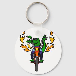 Rolig alligatorridningmotorcykel nyckelring