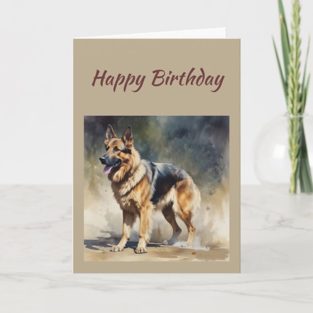Rolig Allmän Födelsedag Tysk Shepherd Hund Kort (Framsida)