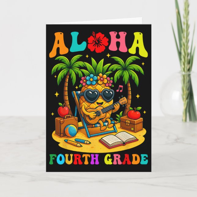 Rolig Aloha elev i 4:e klass första skoldagen  Kort (Framsida)