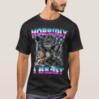 Rolig Alpha Wolf Meme Morbidly A Beast Design T Shirt