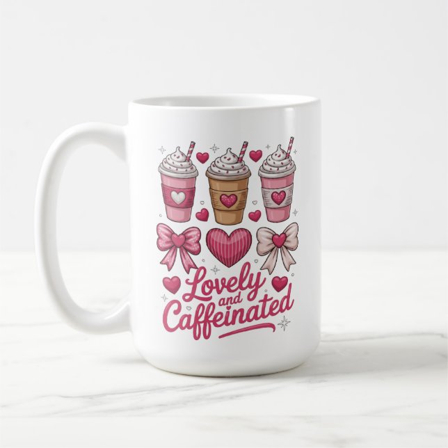 Rolig älskvärd och koffeinerad söt Alla hjärtans d Kaffemugg (Vänster)