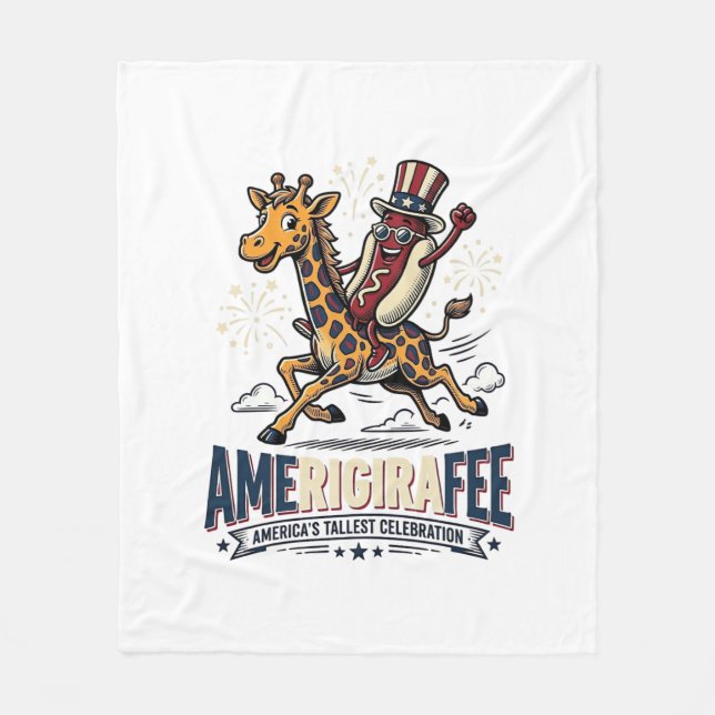 Rolig Amerigiraffapatriotisk Giraffkorv Tröja Fleecefilt (Framsidan)
