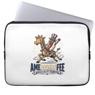 Rolig Amerigiraffapatriotisk Giraffkorv Tröja Laptop Fodral