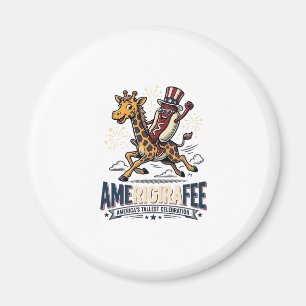 Rolig Amerigiraffapatriotisk Giraffkorv Tröja Magnet