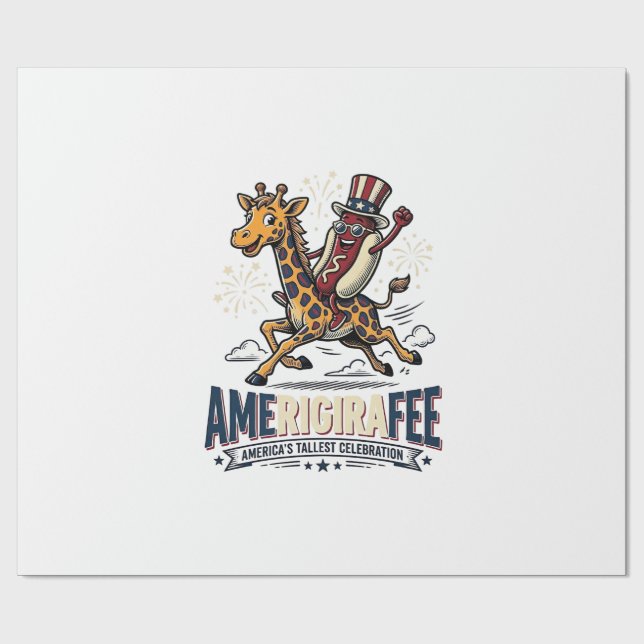 Rolig Amerigiraffapatriotisk Giraffkorv Tröja Presentpapper (Platt)