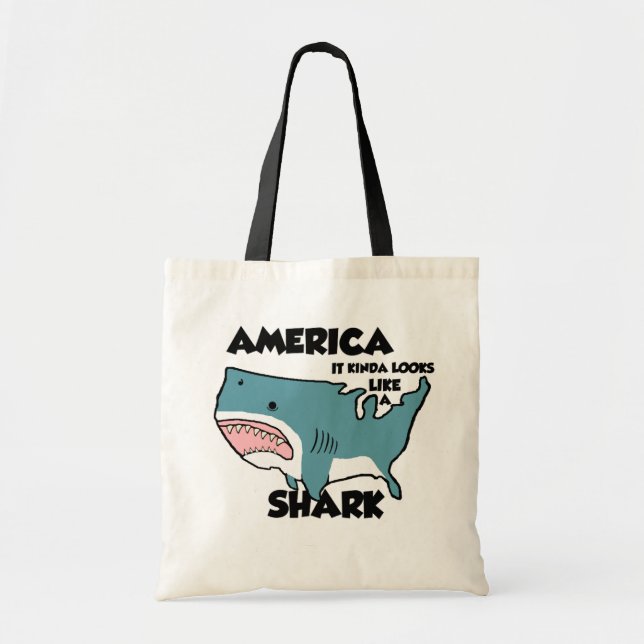 Rolig Amerika-haj shopping bag! Tygkasse (Framsidan)