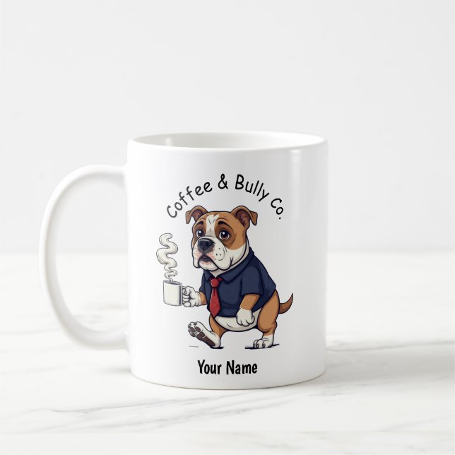 Rolig Amerikan Bulldog  Affärsdress Kaffe Kaffemugg (Vänster)