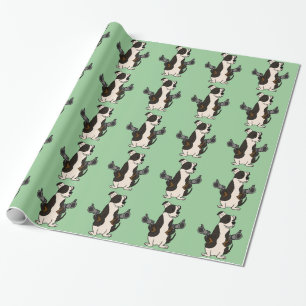 Rolig amerikanbulldogg med den vapen drog presentpapper