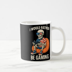Rolig amerikansk flagga cool skelett gamer videosp kaffemugg