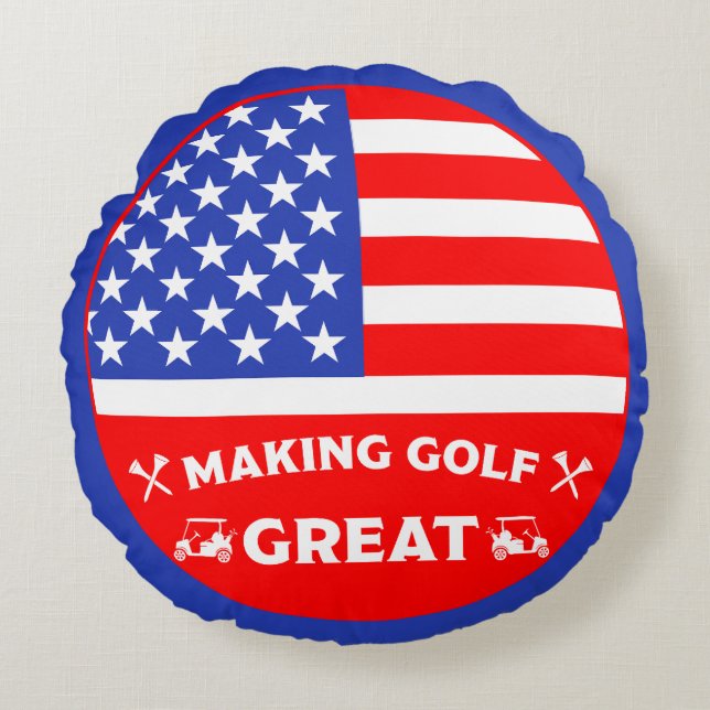 Rolig amerikansk golfspelare rund kudde (Framsidan)
