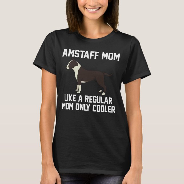 Rolig Amstaff mamma T Shirt (Framsida)