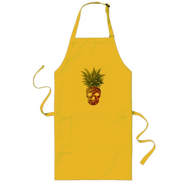 Rolig Ananas Frukt Skalle  Långt Förkläde (Framsidan)