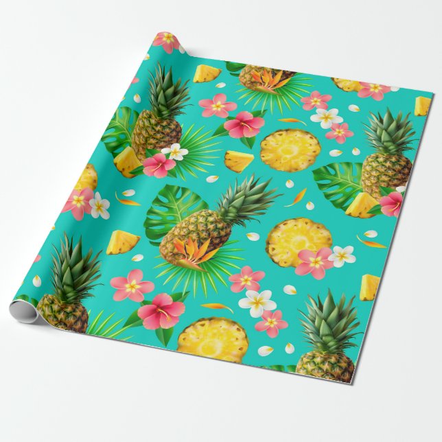 Rolig Ananas Presentpapper (Utrullad)