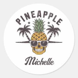 Rolig Ananas som bär solglasögon Personlig Runt Klistermärke