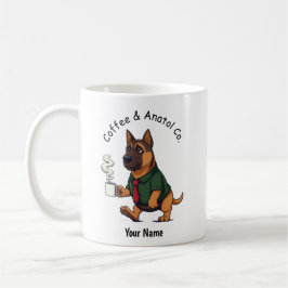 Rolig Anatolisk Herdehund Affärskostym Kaffe Kaffemugg