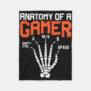 Rolig anatomi av en gamers skeletthand spelar spel fleecefilt