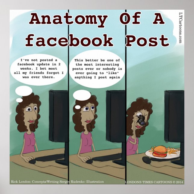 Rolig Anatomi Av Ett facebook-inlägg Poster (Framsidan)