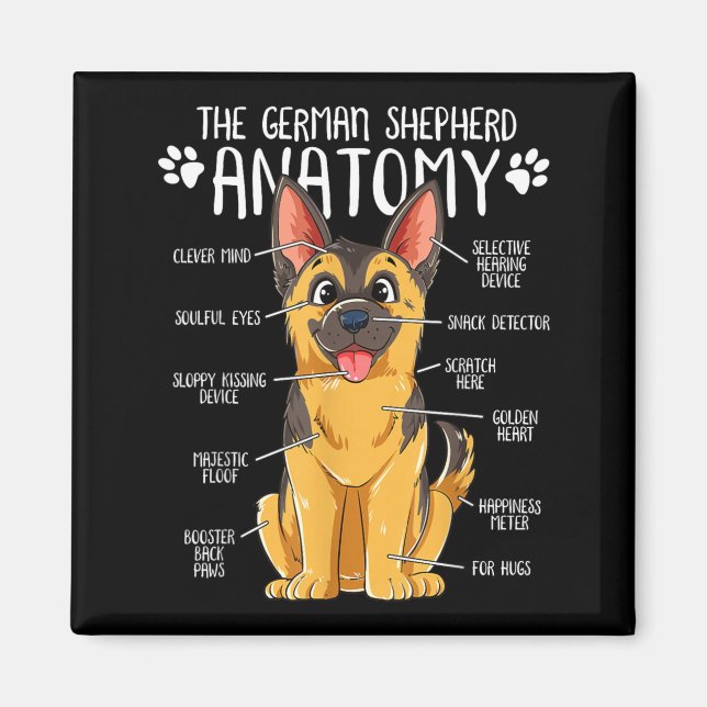 Rolig anatomi tysk shepherd hundägare magnet (Framsidan)