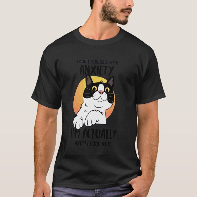 Rolig ångest katt tröja jag kämpar inte jag utmär (Framsida)