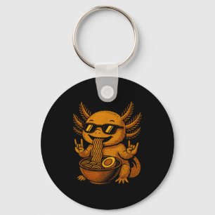 Rolig Anime Kawaii Axolotl Äter Ramen Grafisk Te Nyckelring