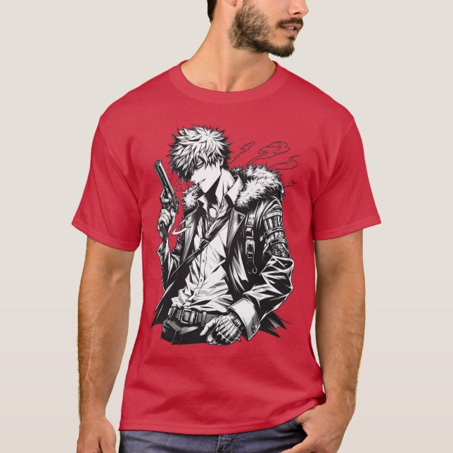 Rolig Anime Punk-figur T Shirt (Framsida)