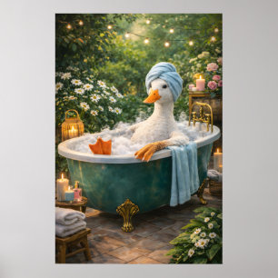 Rolig Anka Badrum Poster, Whimsical Djur Badrum Poster