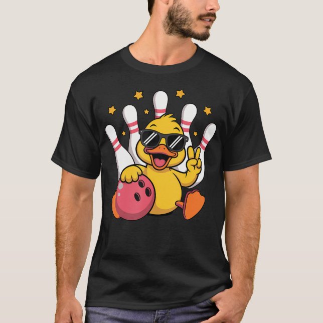 Rolig anka Fågel Bowlingklot Söt Grafisk Djur B T Shirt (Framsida)
