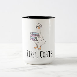 Rolig Anka "Första Kaffet" Mugg – Söt Morgon Kaffe