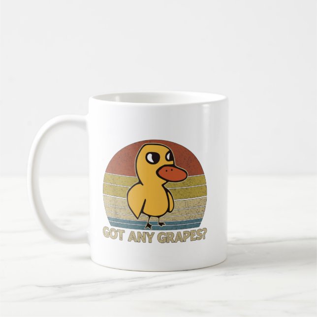 Rolig Anka Har Några Druvor Grafisk Sommarhumor An Kaffemugg (Vänster)