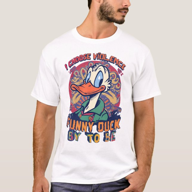 Rolig Anka Kaos T-shirt Välj Våld  (Framsida)